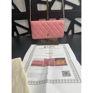 Chanel Classic Quilted Lambskin Long Flap Wallet Pink CC Logo Italy Auth + COA